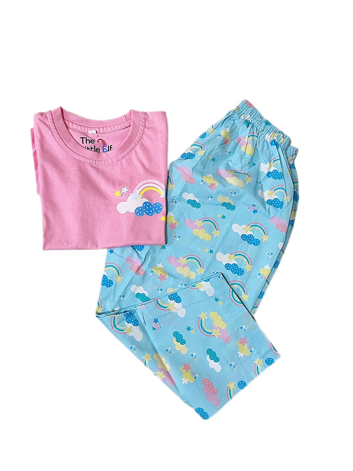 Rainbow t-shit pyjama set with blue pants