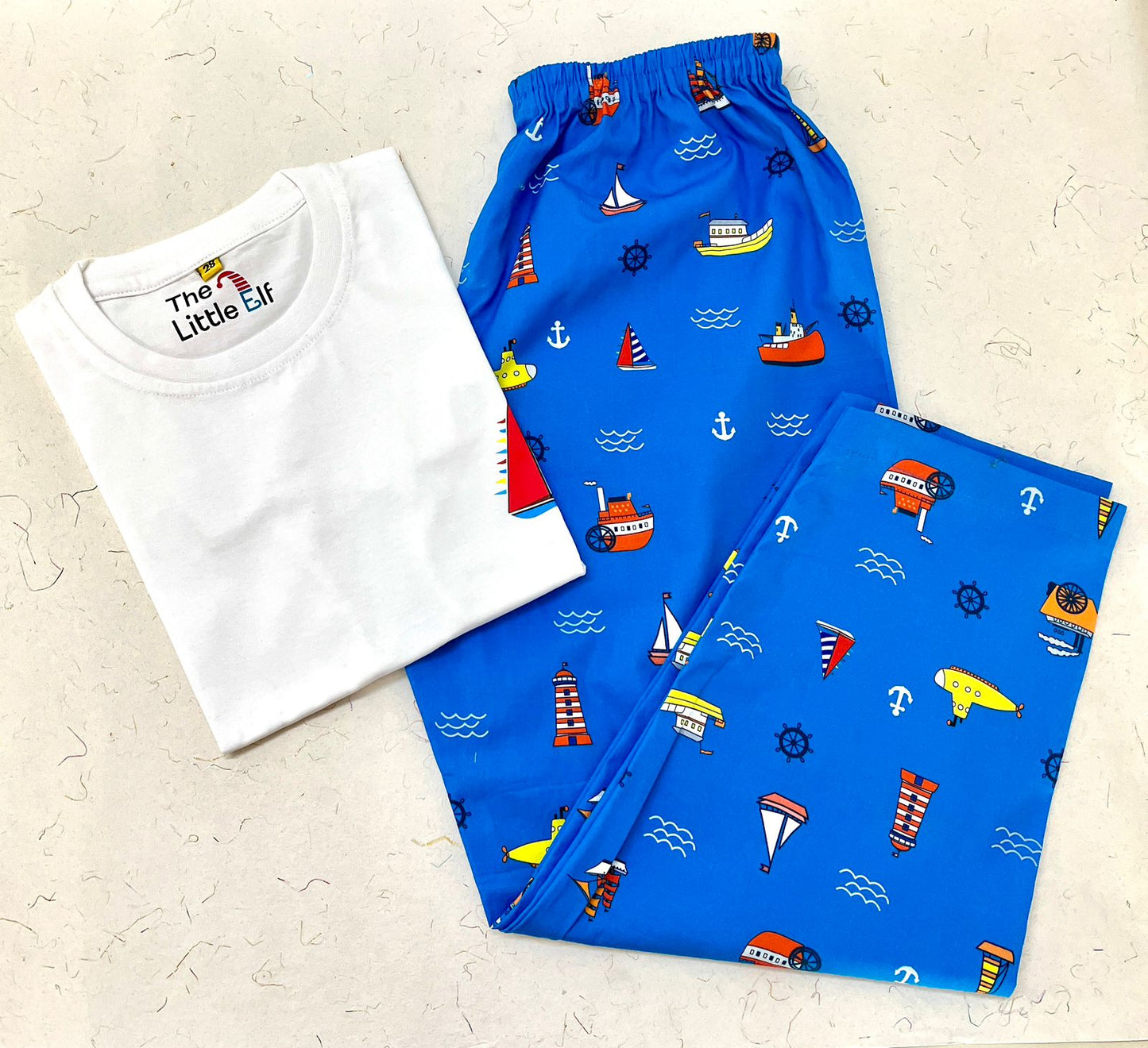 Nautical print t-shirt pyjama set