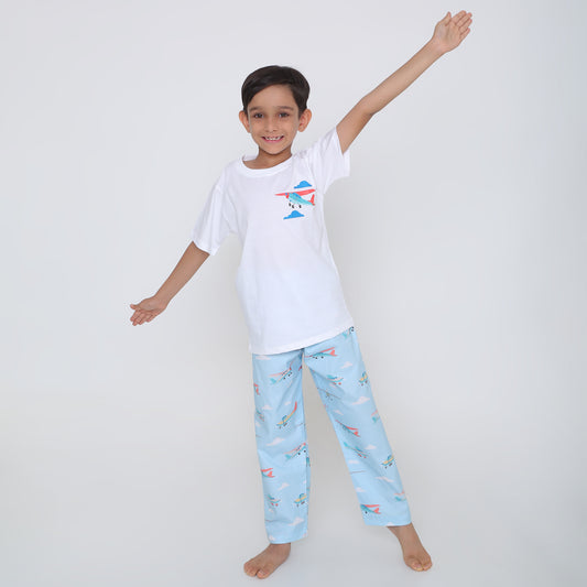 Aeroplane print t-shirt pyjama set